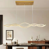 BAMDECOR A2569 1.5m Antizer Nordic Minimalist Wave Long Pendant Light (Gold) - Top-Down View