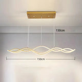 BAMDECOR A2569 1.5m Antizer Nordic Minimalist Wave Long Pendant Light (Gold) - 45-Degree Angle