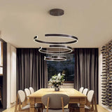BAMDECOR AD2573 3 Round Rings C Shape Ceiling Light Chandeliers (Matte Black)