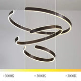 BAMDECOR AD2573 3 Round Rings C Shape Ceiling Light Chandeliers (Matte Black) - Top-Down View