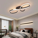 BAMDECOR AD2576 Modern Minimalist Curved Line Iron Aluminum Silicone LED Semi-Flush Mount Ceiling Light For Living Room (Black) - Front View