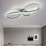 BAMDECOR AD2576 Modern Minimalist Curved Line Iron Aluminum Silicone LED Semi-Flush Mount Ceiling Light For Living Room (Black) - Side View
