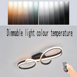 BAMDECOR AD2576 Modern Minimalist Curved Line Iron Aluminum Silicone LED Semi-Flush Mount Ceiling Light For Living Room (Black) - Top-Down View