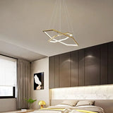 BAMDECOR AD2582/2 Modern LED Chandelier, Hexagonal Rings Ceiling Lighting Contemporary Chandeliers (2 Rings-Brass Gold) - Top-Down View