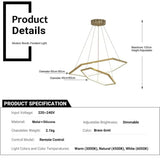 BAMDECOR AD2582/2 Modern LED Chandelier, Hexagonal Rings Ceiling Lighting Contemporary Chandeliers (2 Rings-Brass Gold) - 45-Degree Angle