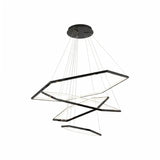BAMDECOR AD2582/4 Modern LED Chandelier, Hexagonal Rings Ceiling Lighting Contemporary Chandeliers (4 Rings-Black) - Top-Down View