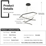 BAMDECOR AD2582/4 Modern LED Chandelier, Hexagonal Rings Ceiling Lighting Contemporary Chandeliers (4 Rings-Black) - 45-Degree Angle