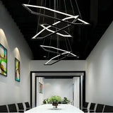 BAMDECOR AD2582/5 Modern LED Chandelier, Hexagonal Rings Ceiling Lighting Contemporary Chandeliers (5 Rings-Black) - Top-Down View