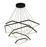BAMDECOR AD2582/5 Modern LED Chandelier, Hexagonal Rings Ceiling Lighting Contemporary Chandeliers (5 Rings-Black) - 45-Degree Angle