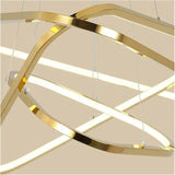BAMDECOR AD2583 Modern Triangular LED Chandelier (Two Rings-Gold - Side View