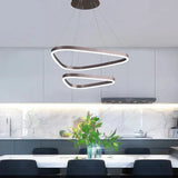 BAMDECOR AD2583 Modern Triangular LED Chandelier (Two Rings-Gold - Top-Down View