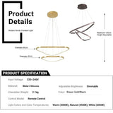 BAMDECOR AD2583 Modern Triangular LED Chandelier (Two Rings-Gold - 45-Degree Angle