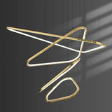BAMDECOR AD2583 Modern Triangular LED Chandelier (Four Rings-Gold - Front View