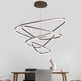 BAMDECOR AD2583 Modern Triangular LED Chandelier (Four Rings-Gold - Side View