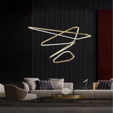BAMDECOR AD2583 Modern Triangular LED Chandelier (Four Rings-Gold - Top-Down View