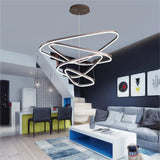 BAMDECOR AD2583 Modern Triangular LED Chandelier (Four Rings-Gold - 45-Degree Angle