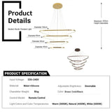 BAMDECOR AD2583 Modern Triangular LED Chandelier (Four Rings-Gold - Rear View