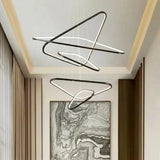 BAMDECOR AD2583 Modern Triangular LED Chandelier (Five Rings-Gold - Side View