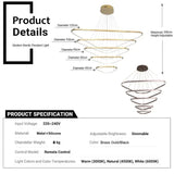 BAMDECOR AD2583 Modern Triangular LED Chandelier (Five Rings-Gold - Rear View