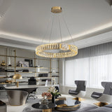 BAMDECOR C3319 Modern Crystal Chandeliers Lighting Fixtures Contemporary Round Chandelier Lighting Fixtures Crystal Pendant Ceiling Lights(Gold-60cm) - Front View