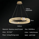 BAMDECOR C3319 Modern Crystal Chandeliers Lighting Fixtures Contemporary Round Chandelier Lighting Fixtures Crystal Pendant Ceiling Lights(Gold-60cm) - Rear View