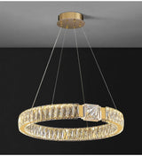 BAMDECOR C3319 Modern Crystal Chandeliers Lighting Fixtures Contemporary Round Chandelier Lighting Fixtures Crystal Pendant Ceiling Lights(Gold-80cm) - Top-Down View