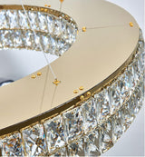 BAMDECOR C3332/1  Round Luxury Crystal Chandelier Modern LED Crystal Chandelier LED Ring Pendant Light Stainless Steel Ceiling Lamp Hanging Lights,for Dining Living Room (Gold) - Top-Down View