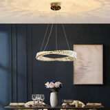 BAMDECOR C3342/1 Modern Crystal Chandeliers Lighting Fixtures Contemporary Wave Chandelier Lighting Fixtures Crystal Pendant Ceiling Lights for Living Room (Gold) - Top-Down View