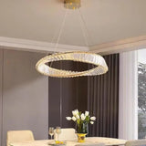 BAMDECOR C3342/1 Modern Crystal Chandeliers Lighting Fixtures Contemporary Wave Chandelier Lighting Fixtures Crystal Pendant Ceiling Lights for Living Room (Gold) - Side View