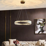 BAMDECOR C3342/1 Modern Crystal Chandeliers Lighting Fixtures Contemporary Wave Chandelier Lighting Fixtures Crystal Pendant Ceiling Lights for Living Room (Gold) - Top-Down View