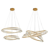 BAMDECOR C3342/2 Modern Crystal Chandeliers Lighting Fixtures Contemporary Wave Chandelier Lighting Fixtures Crystal Pendant Ceiling Lights for Living Room (Gold) - Top-Down View