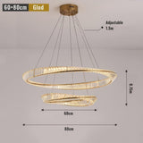 BAMDECOR C3342/2 Modern Crystal Chandeliers Lighting Fixtures Contemporary Wave Chandelier Lighting Fixtures Crystal Pendant Ceiling Lights for Living Room (Gold)