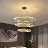 BAMDECOR C3342/3 Modern Crystal Chandeliers Lighting Fixtures Contemporary Wave Chandelier Lighting Fixtures Crystal Pendant Ceiling Lights for Living Room (Gold) - Front View