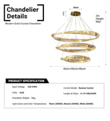 BAMDECOR C3342/3 Modern Crystal Chandeliers Lighting Fixtures Contemporary Wave Chandelier Lighting Fixtures Crystal Pendant Ceiling Lights for Living Room (Gold) - 45-Degree Angle