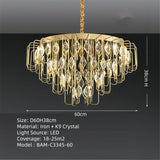 BAMDECOR C3345 Modern Luxury Crystal-leaf Chandelier LED Fashion Creativity Pendant Ceiling Lights(60cm-Gold) - Close-Up Angle