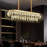 BAMDECOR C3345/OVAL1.2 Modern French Home Decor Luxury Crystal-leaf Chandelier LED Fashion Creativity Pendant Ceiling Lights(120cm-Gold) - Front View