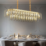 BAMDECOR C3345/OVAL1.2 Modern French Home Decor Luxury Crystal-leaf Chandelier LED Fashion Creativity Pendant Ceiling Lights(120cm-Gold) - Side View