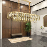 BAMDECOR C3345/OVAL1.2 Modern French Home Decor Luxury Crystal-leaf Chandelier LED Fashion Creativity Pendant Ceiling Lights(120cm-Gold) - Top-Down View