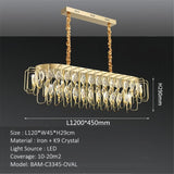BAMDECOR C3345/OVAL1.2 Modern French Home Decor Luxury Crystal-leaf Chandelier LED Fashion Creativity Pendant Ceiling Lights(120cm-Gold) - Rear View