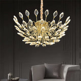 BAMDECOR C3348 Modern Luxury Crystal-leaf Chandelier LED Fashion Creativity Pendant Ceiling Lights(60cm-Gold) - Front View