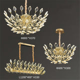 BAMDECOR C3348 Modern Luxury Crystal-leaf Chandelier LED Fashion Creativity Pendant Ceiling Lights(80cm-Gold) - Top-Down View