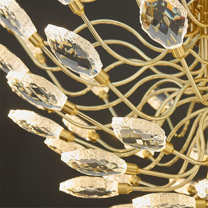BAMDECOR C3348 Modern Luxury Crystal-leaf Chandelier LED Fashion Creativity Pendant Ceiling Lights(80cm-Gold)