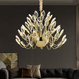 BAMDECOR C3349/1 Modern Luxury Crystal-leaf Chandelier LED Fashion Creativity Pendant Ceiling Lights(60cm-Gold) - Front View