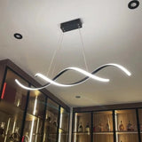 BAMDECOR A24122 Modern Minimalist Black Pendant Light Adjustable LED Chandelier for Dining Room and Bar - Front View