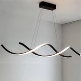 BAMDECOR A24122 Modern Minimalist Black Pendant Light Adjustable LED Chandelier for Dining Room and Bar - Side View