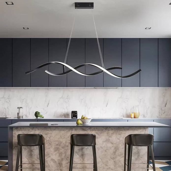 BAMDECOR A24122 Modern Minimalist Black Pendant Light Adjustable LED Chandelier for Dining Room and Bar