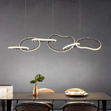 BAMDECOR A24126 Nordic Minimalist LED Pendant Light Adjustable Modern Ring Chandelier for Dining Room and Bar (Black) 1.8 Meters - Top-Down View