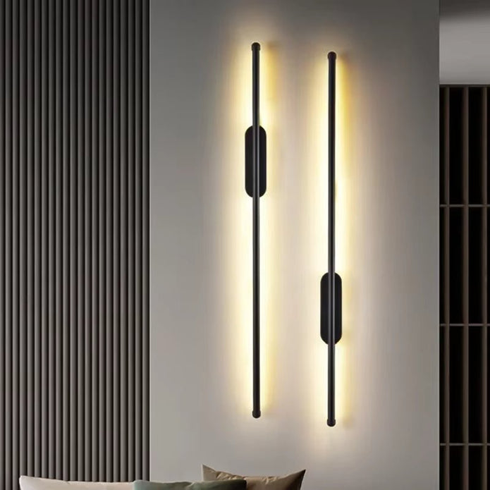 BAMDECOR Modern Minimalist Wall Light Long Tube LED Black Bedside Sconces Wall Lights with with Acrylic Shade, Wall Mounted Deco Lamp for Living Room