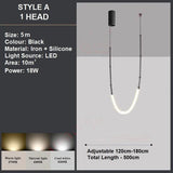 BAMDECOR Minimalistic Retro LED Minimalism Designer Lustre Hanging Lamps Slender-Shape LED Pendant Light (Black) - Top-Down View