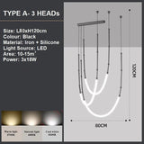 BAMDECOR Minimalistic Retro LED Minimalism Designer Lustre Hanging Lamps Slender-Shape LED Pendant Light (Black) - 45-Degree Angle
